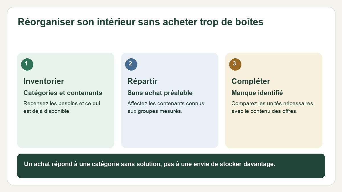 Réorganiser son intérieur sans acheter trop de boîtes